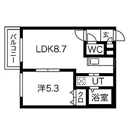 パークコート平岸 1LDKの間取図画像