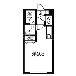 ハウス中の島シュライン ワンルームの間取図画像