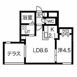 ブランシャールCIEL学園前 1LDKの間取図画像