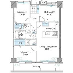 ホーリーフォート南平岸 3LDKの間取図画像