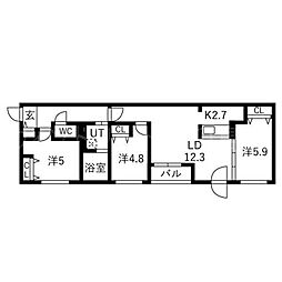 Eternity東札幌 3LDKの間取図画像