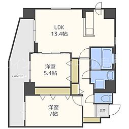 アルカディア平岸パークフロント 2LDKの間取図画像