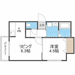 札幌市豊平区平岸四条7丁目マンション 1LDKの間取図画像