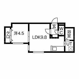 patio豊平 1LDKの間取図画像