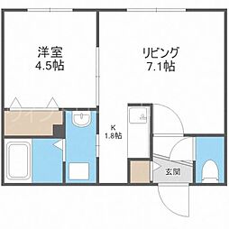 ガーデンコート美園 1LDKの間取図画像