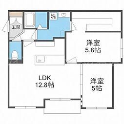 シティプレミア月寒東 2LDKの間取図画像