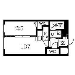プレシェルト平岸 1LDKの間取図画像