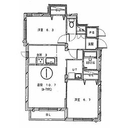 プレイオーネ菊水 2LDKの間取図画像