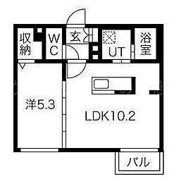 アルバミュウ811 1LDKの間取図画像