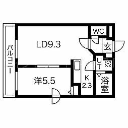 アルテ平岸 1LDKの間取図画像