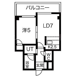 グランデ・ドール 1LDKの間取図画像