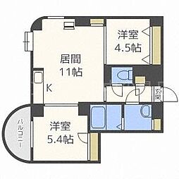 水車町マンション 2LDKの間取図画像