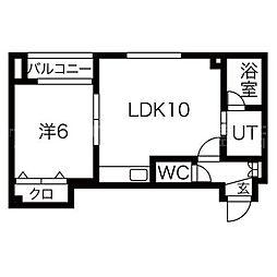 ボヌール36 1LDKの間取図画像