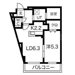平岸リバーサイド 1LDKの間取図画像