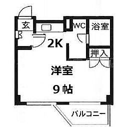 ハウスオブリザ中の島3 1Kの間取図画像