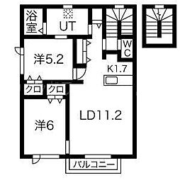 ベーネタカノ 2LDKの間取図画像