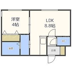 プライム南7条 1LDKの間取図画像