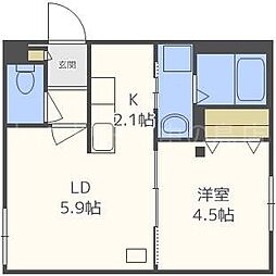 プレシェルト美園 1LDKの間取図画像