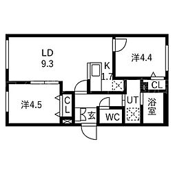 A2 菊水 2LDKの間取図画像