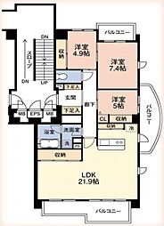 おゆみ野パークハウス2番館 3LDKの間取図画像