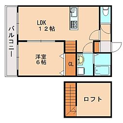 トラス平山 1階1LDKの間取り