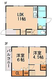 ウエストフィールド 1階2LDKの間取り