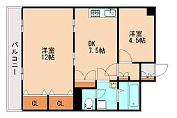 リバーサイドai 2DKの間取図画像