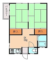 プランドゥ九工大前 2DKの間取図画像
