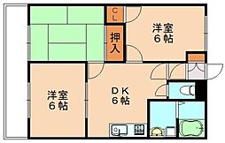 サンコート立岩B 3DKの間取図画像