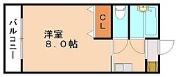 FLAT2松本 1Kの間取図画像