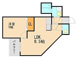 プレアール幸袋 1LDKの間取図画像