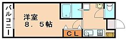 コスモ8 1Kの間取図画像