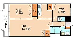 グリーンハイム5 2LDKの間取図画像
