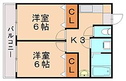 アルファード花瀬 2Kの間取図画像
