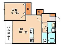 メゾン坂汐2号館 1LDKの間取図画像