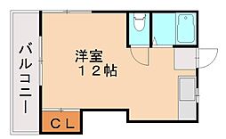 リーベンハイツA ワンルームの間取図画像
