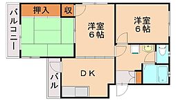 第1エステートNKU 3DKの間取図画像