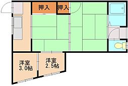 今中アパート 2DKの間取図画像