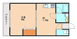クレスト飯塚駅 1LDKの間取図画像