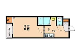 シャイン湯野原 1Kの間取図画像