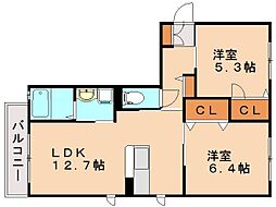 ファルール 2LDKの間取図画像