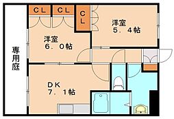 CENTURY椿A 2DKの間取図画像