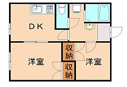 ウエストエデン 2DKの間取図画像