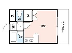 ビスタ千里丘5 ワンルームの間取図画像
