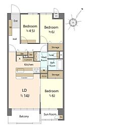 エクセルコート川口 3LDKの間取図画像