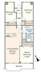 越谷ファミリータウンA棟 3LDKの間取図画像