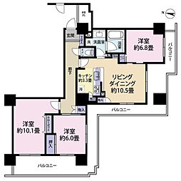 パルテきたこし 3LDKの間取図画像