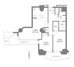 エルザタワー55 2LDKの間取図画像