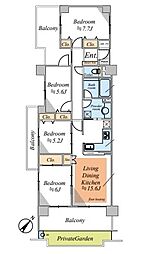レクセルプラザ谷塚 4LDKの間取図画像