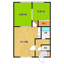 松尾マンション1号棟 2DKの間取図画像